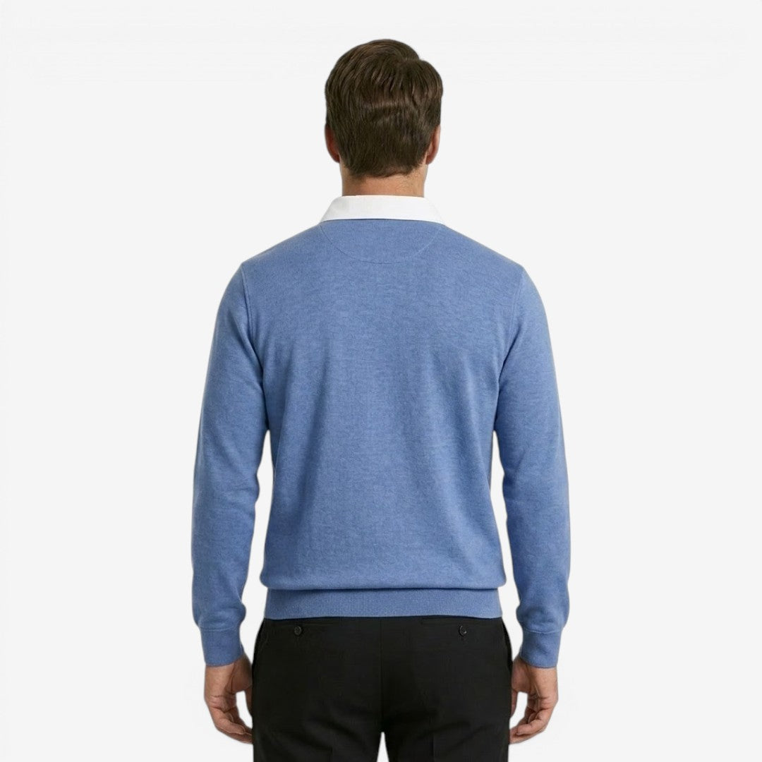Jorvalore | Men's Cotton Knit Polo Jumper for Autumn Winter Style