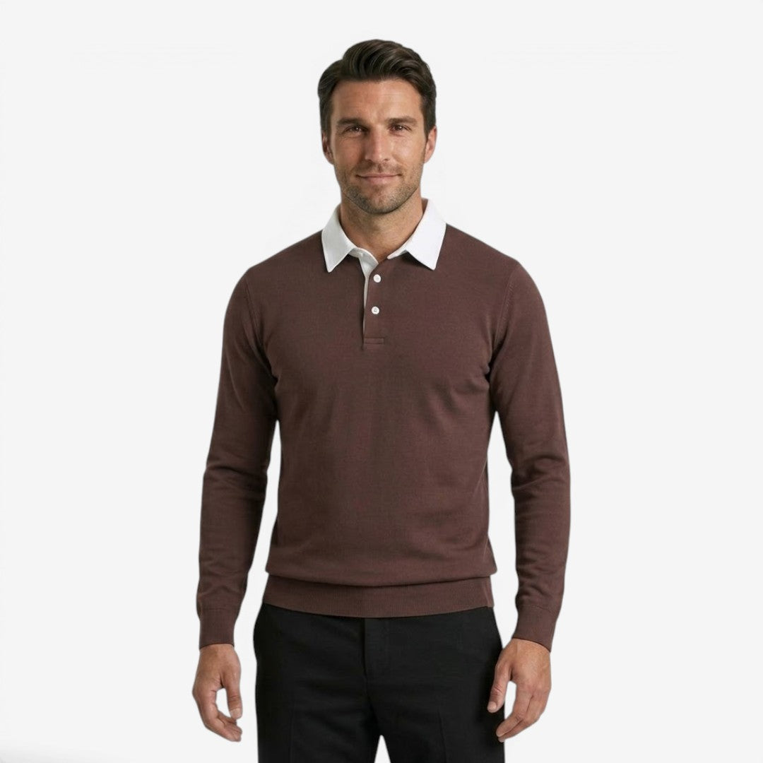 Jorvalore | Men's Cotton Knit Polo Jumper for Autumn Winter Style