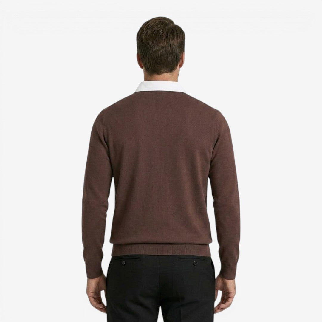 Jorvalore | Men's Cotton Knit Polo Jumper for Autumn Winter Style