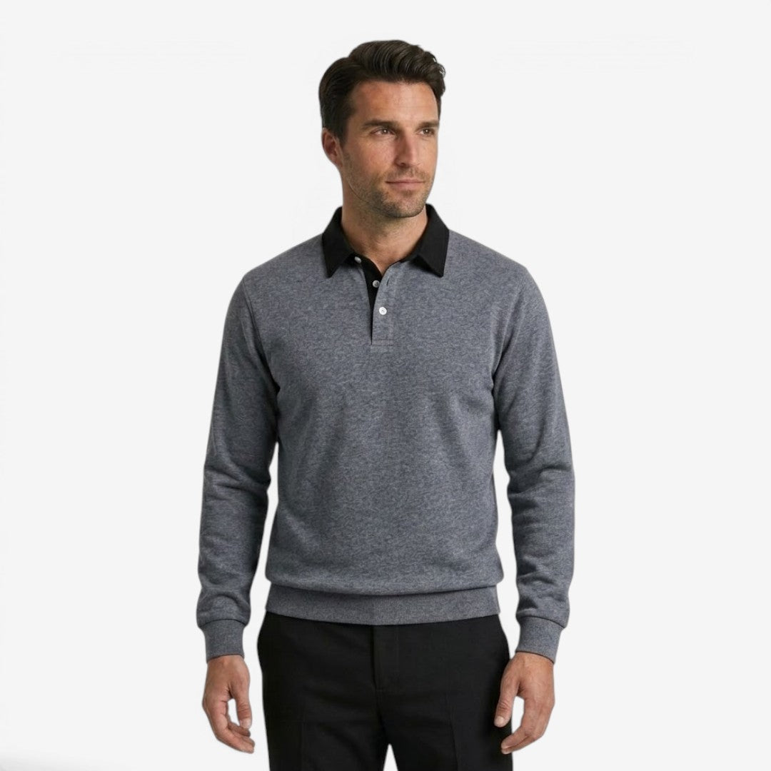 Jorvalore | Men's Cotton Knit Polo Jumper for Autumn Winter Style