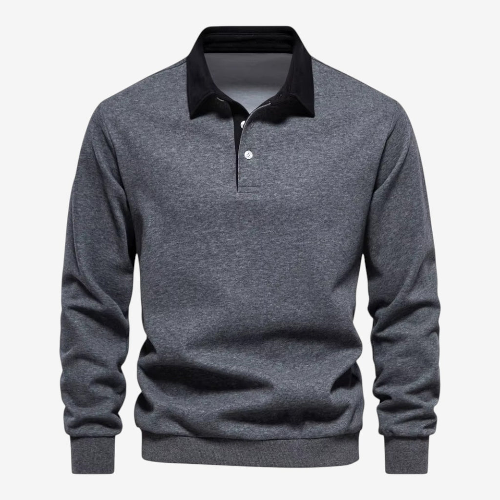 Jorvalore | Men's Cotton Knit Polo Jumper for Autumn Winter Style