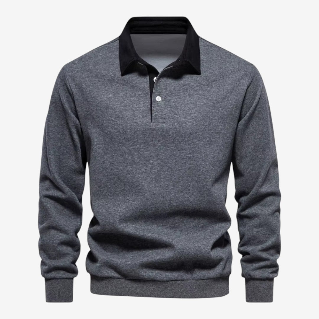 Jorvalore | Men's Cotton Knit Polo Jumper for Autumn Winter Style