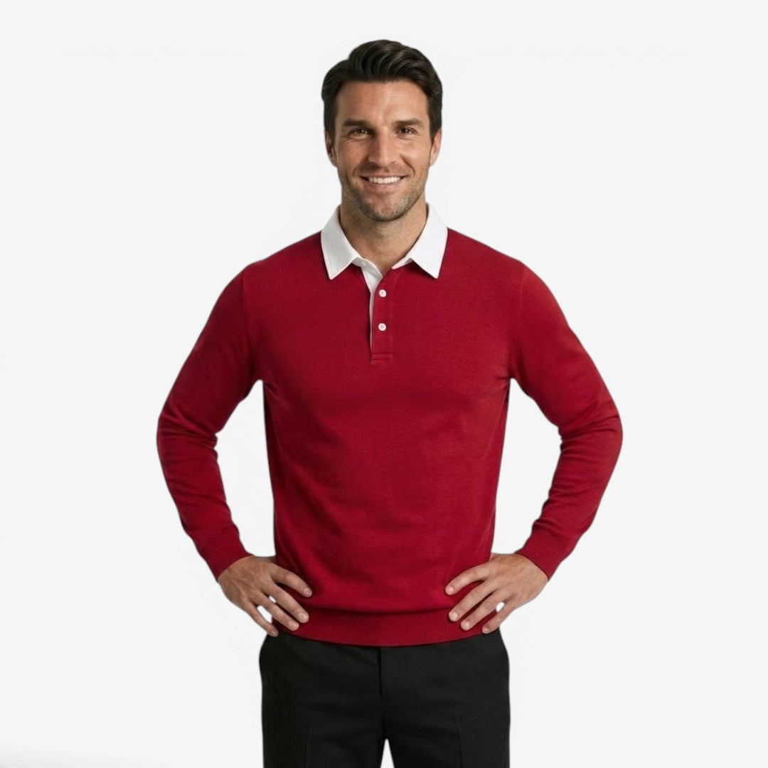Jorvalore | Men's Cotton Knit Polo Jumper for Autumn Winter Style