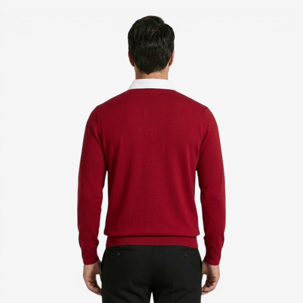 Jorvalore | Men's Cotton Knit Polo Jumper for Autumn Winter Style