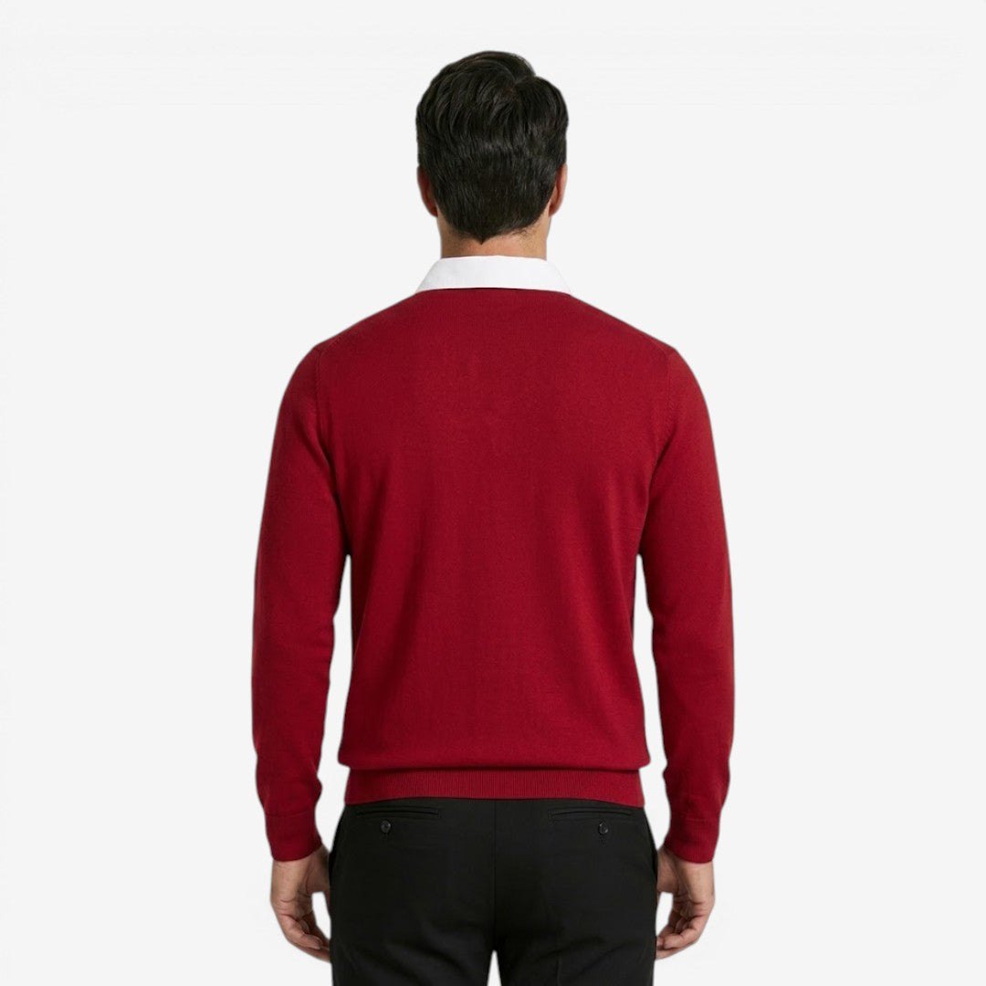 Jorvalore | Men's Cotton Knit Polo Jumper for Autumn Winter Style