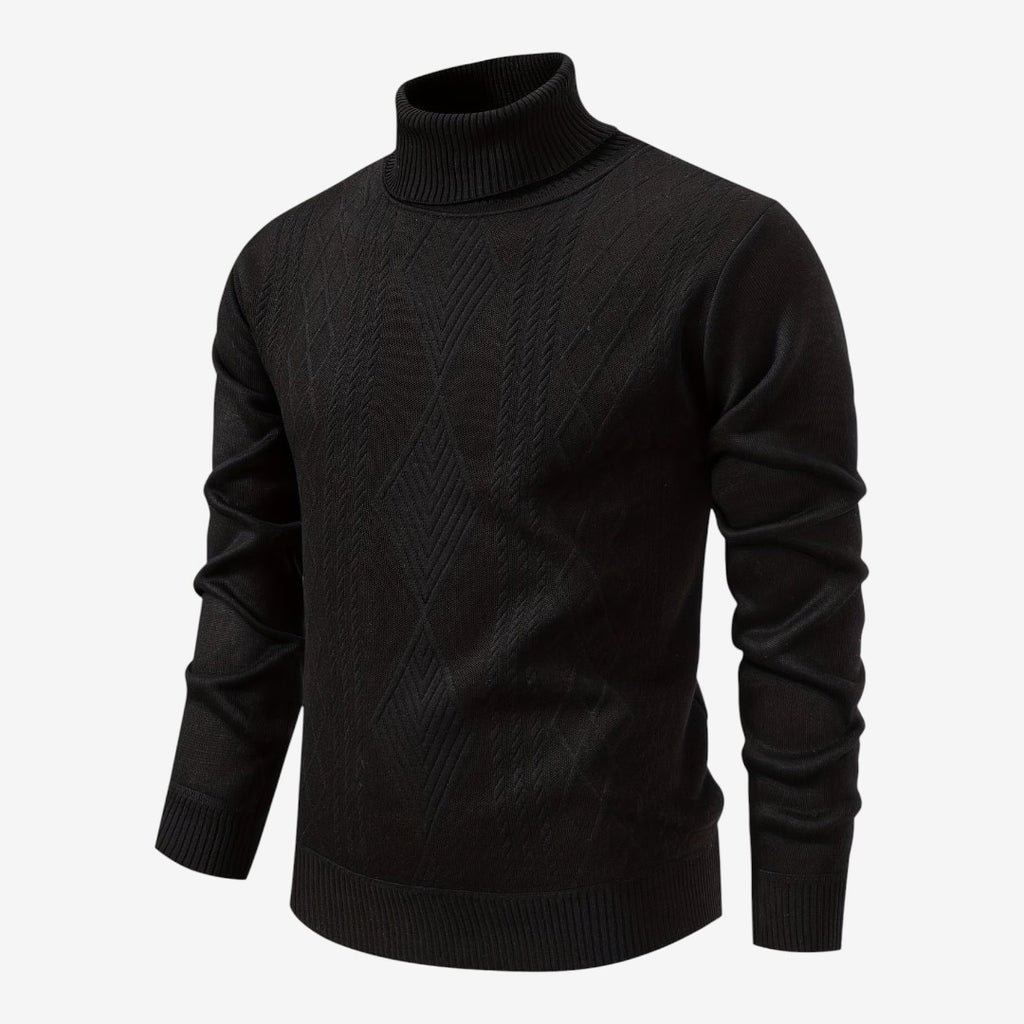 Jorvalore | Men's High Neck Textured Knit Jumper Soft Comfortable Fit