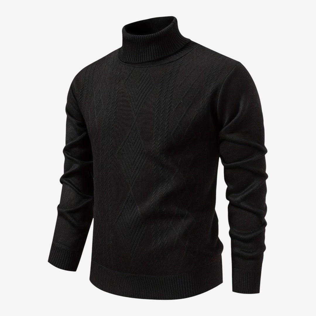 Jorvalore | Men's High Neck Textured Knit Jumper Soft Comfortable Fit