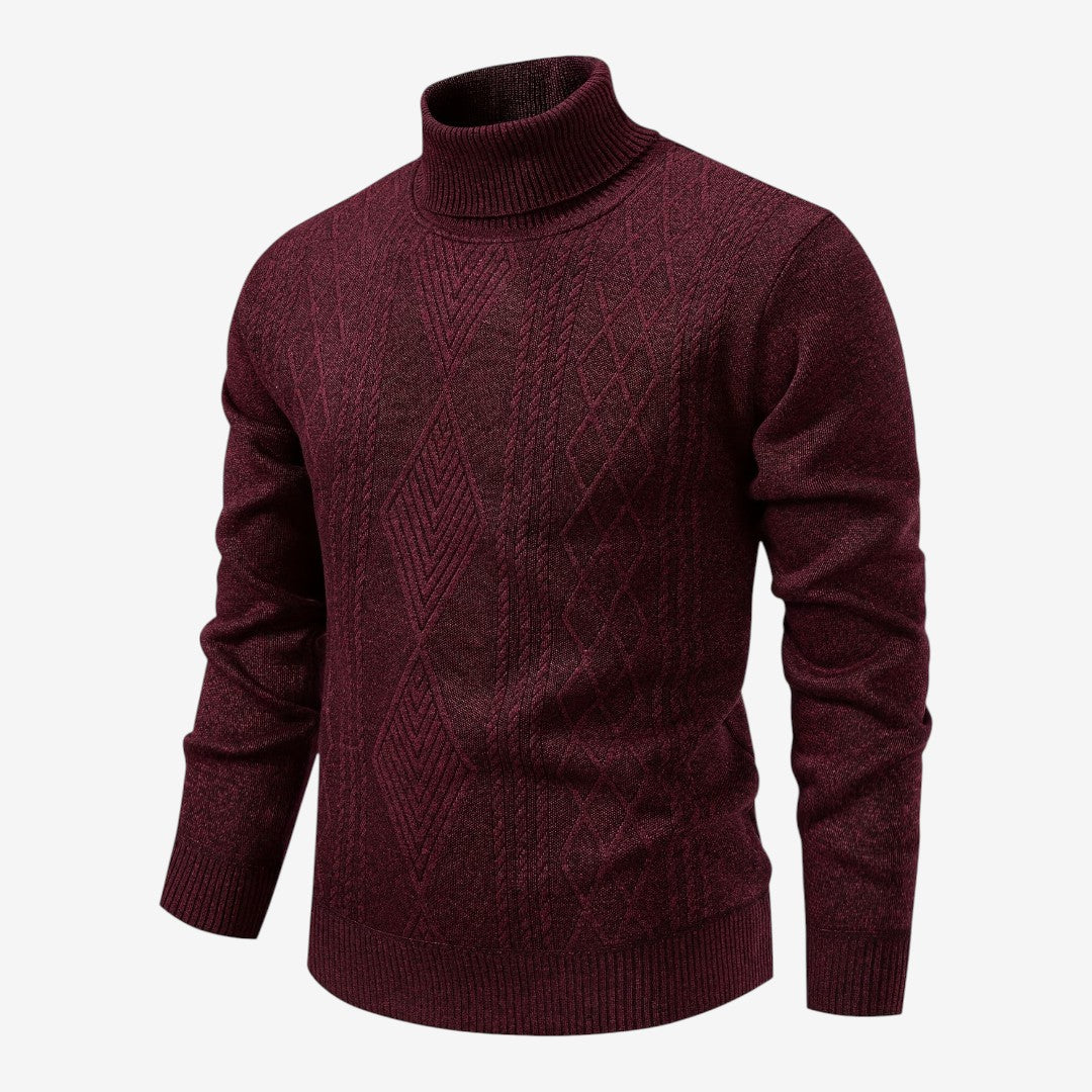 Jorvalore | Men's High Neck Textured Knit Jumper Soft Comfortable Fit