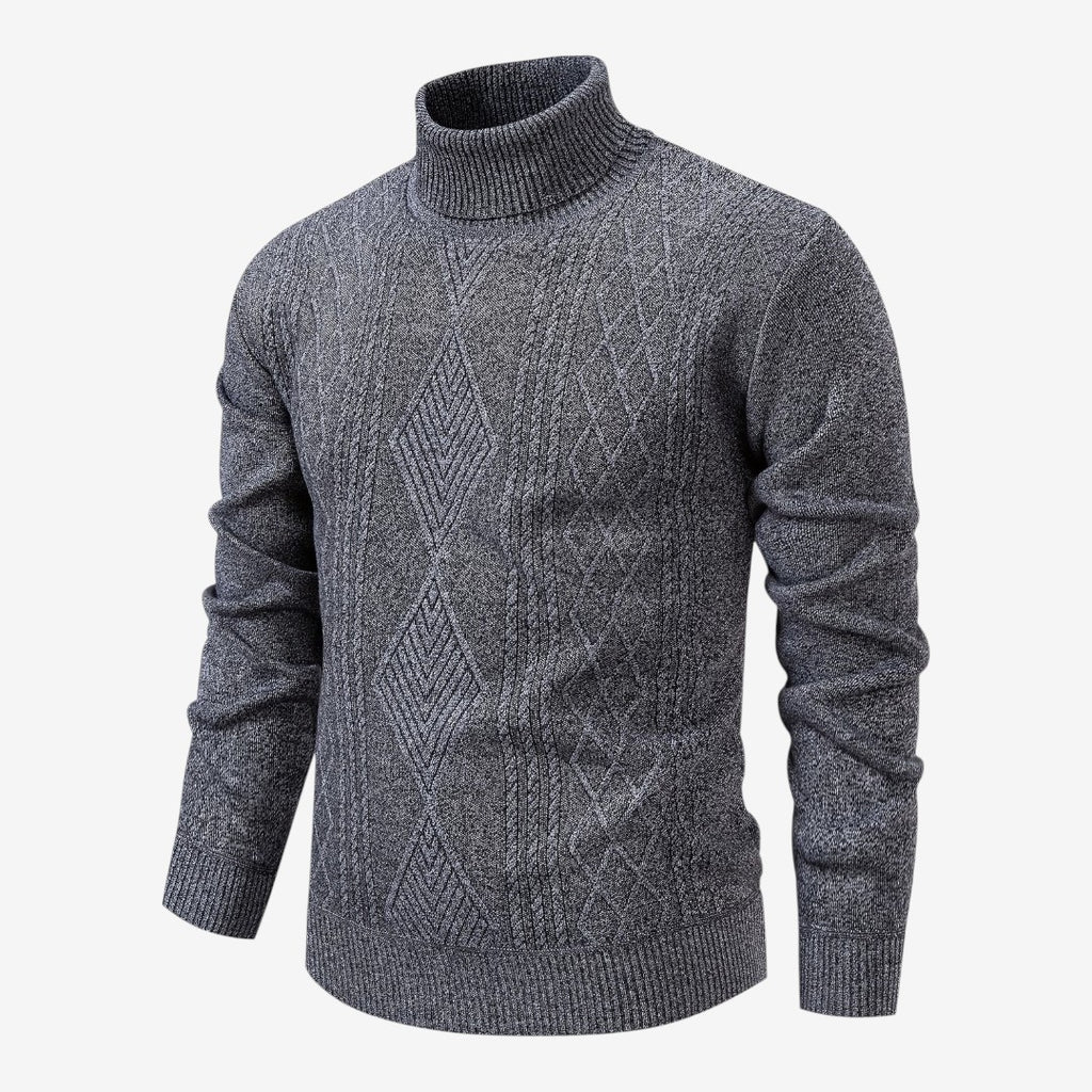 Jorvalore | Men's High Neck Textured Knit Jumper Soft Comfortable Fit