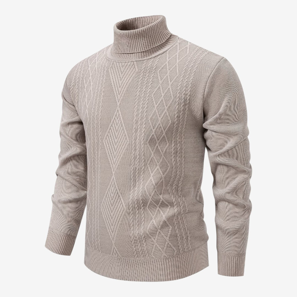 Jorvalore | Men's High Neck Textured Knit Jumper Soft Comfortable Fit