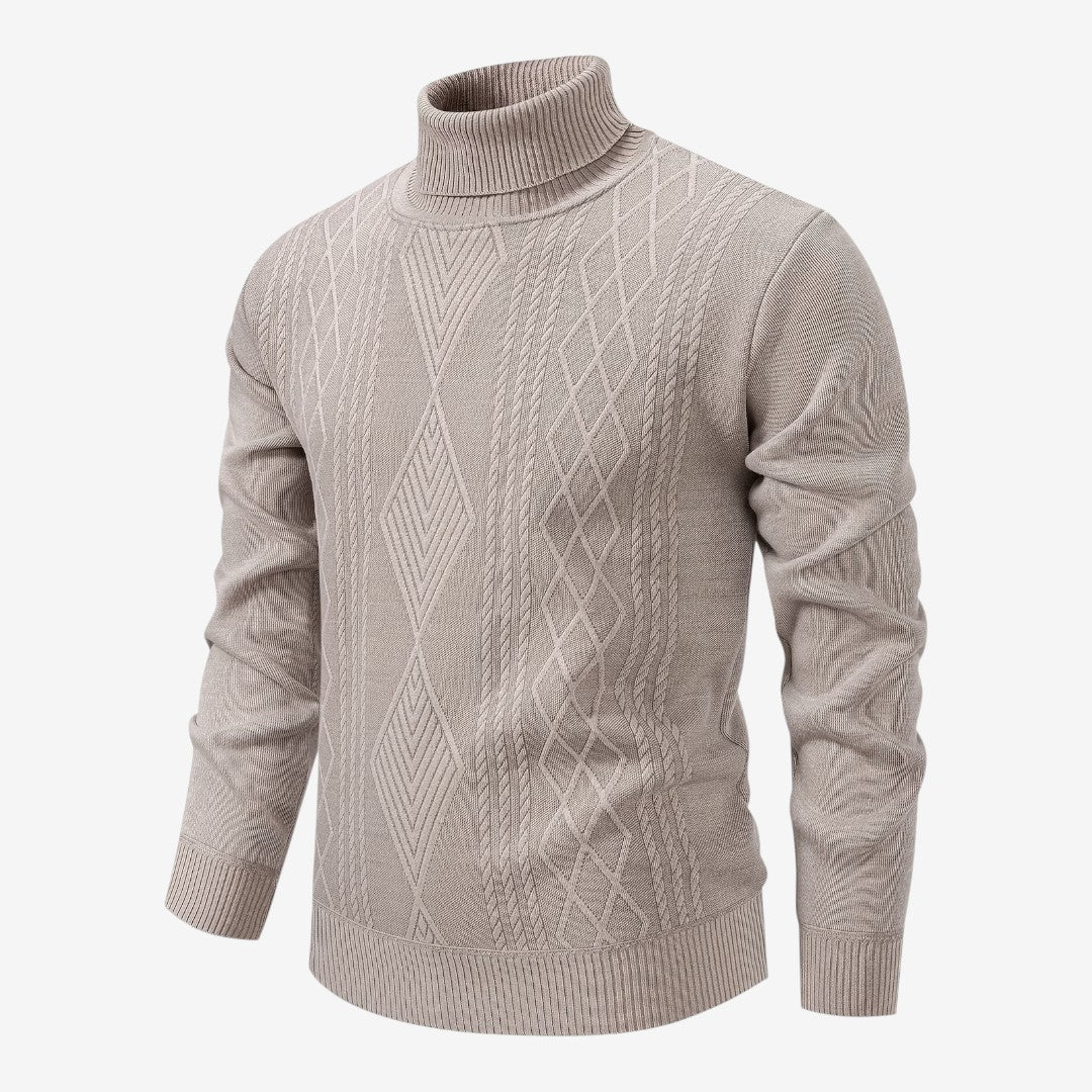 Jorvalore | Men's High Neck Textured Knit Jumper Soft Comfortable Fit