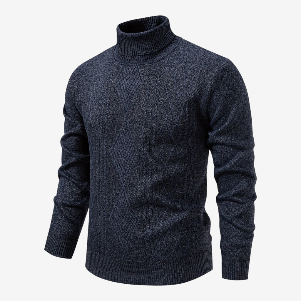 Jorvalore | Men's High Neck Textured Knit Jumper Soft Comfortable Fit
