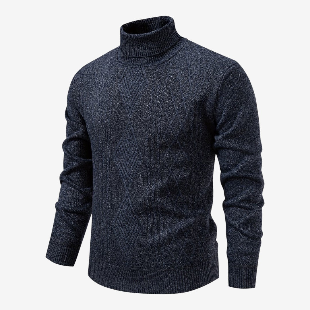 Jorvalore | Men's High Neck Textured Knit Jumper Soft Comfortable Fit