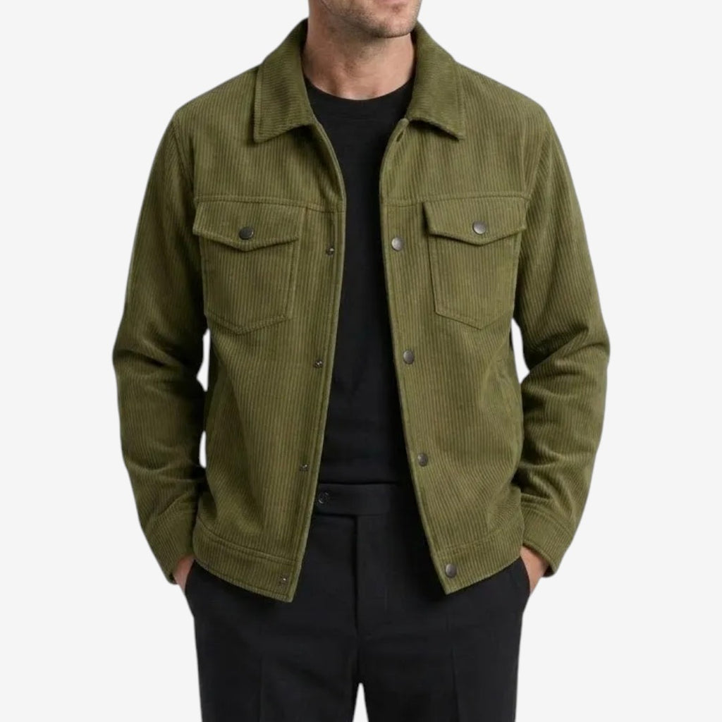 Jorvalore | Men's Knit Corduroy Button Jacket with Pockets