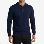 Jorvalore | Men's Long Sleeve Knit Wool Blend Polo Shirt for Smart Casual Wear