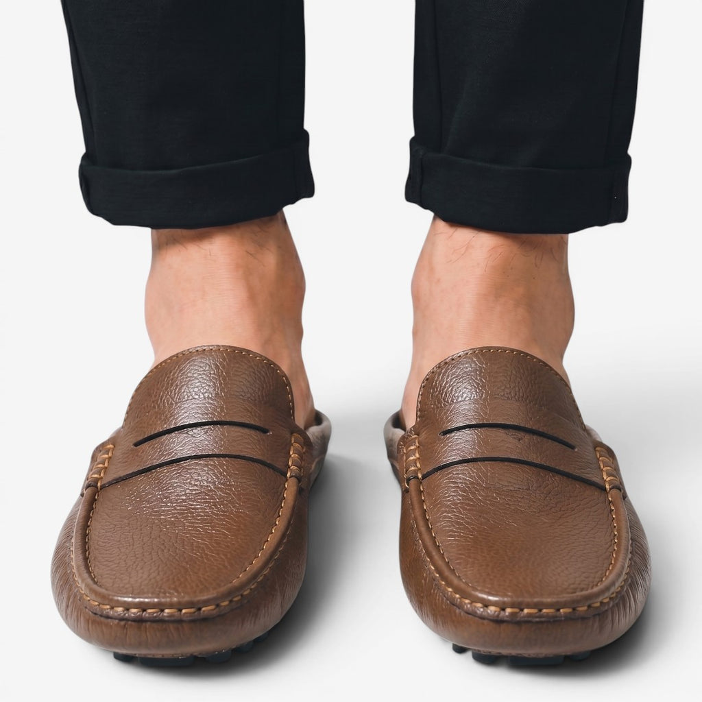 Jorvalore | Men's Leather Slip-On Driving Loafers for Summer Comfort