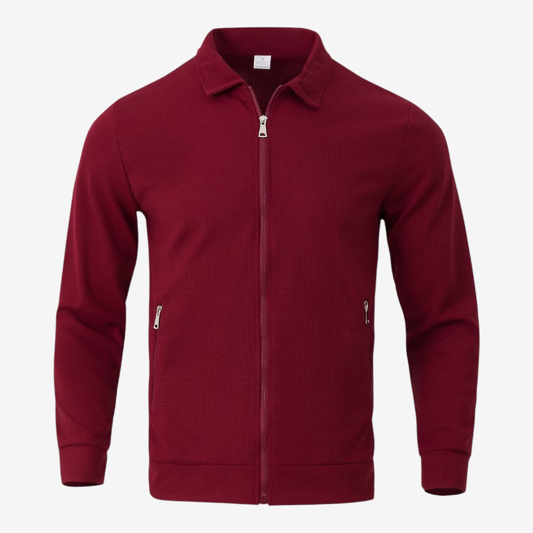 Jorvalore | Men’s Lightweight Waffle Jacket Full Zip Collared