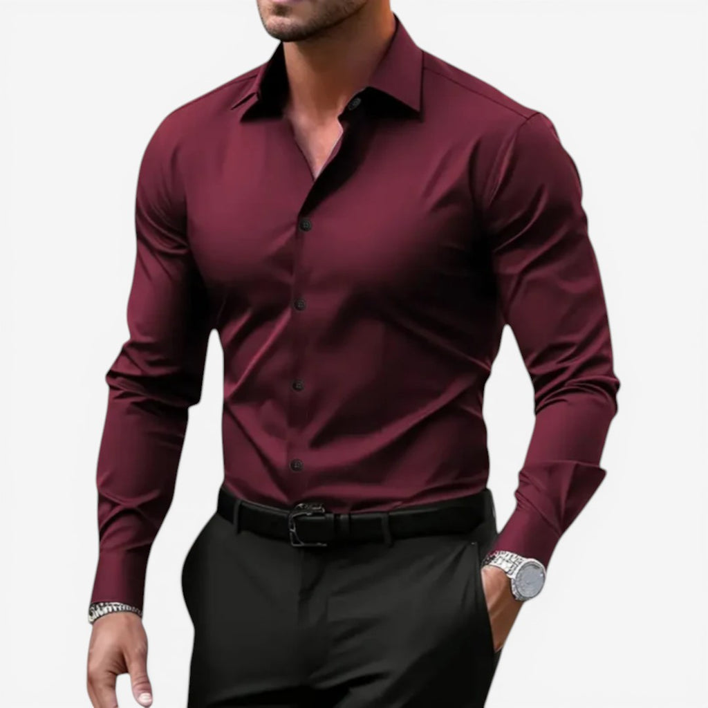 Jorvalore | Men’s Long Sleeve Formal Shirt Cotton Slim Fit Office Wear