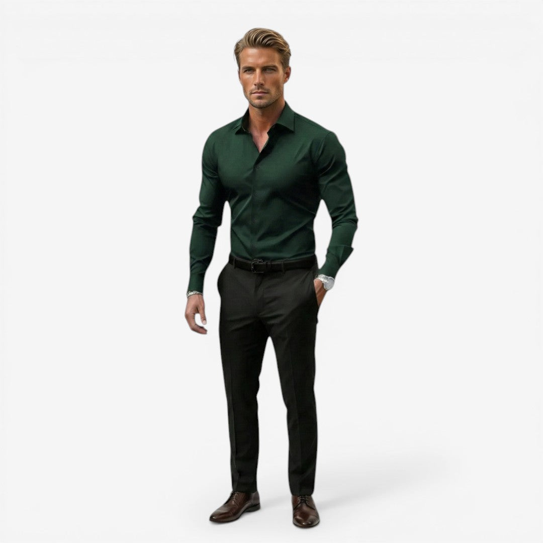 Jorvalore | Men’s Long Sleeve Formal Shirt Cotton Slim Fit Office Wear