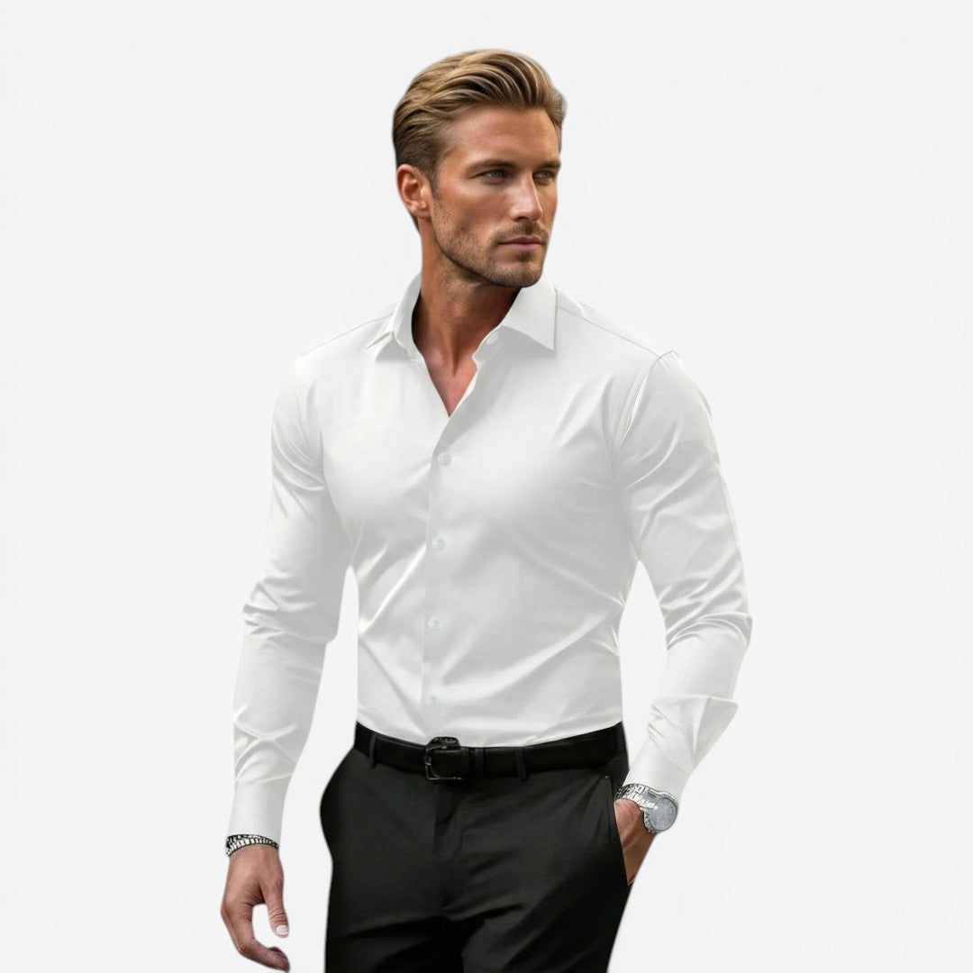 Jorvalore | Men’s Long Sleeve Formal Shirt Cotton Slim Fit Office Wear
