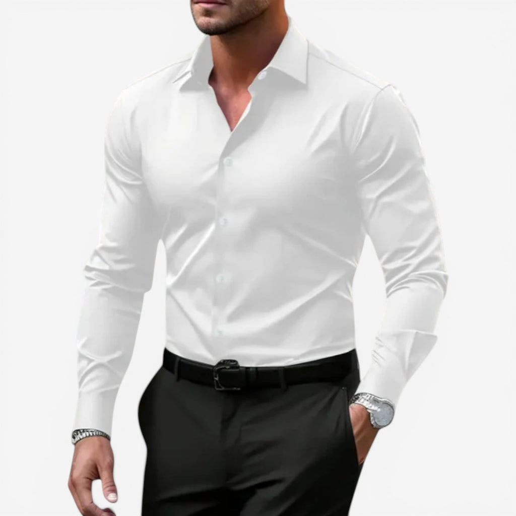 Jorvalore | Men’s Long Sleeve Formal Shirt Cotton Slim Fit Office Wear