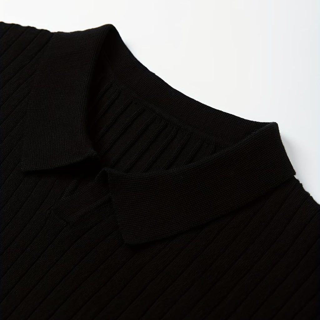 Jorvalore | Men's Long Sleeve Knit Polo Shirt for Casual Wear