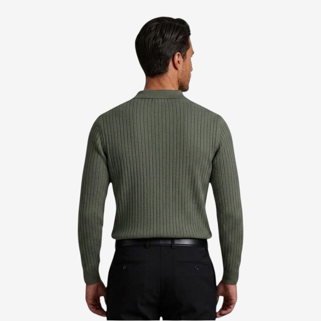 Jorvalore | Men's Long Sleeve Knit Polo Shirt for Casual Wear