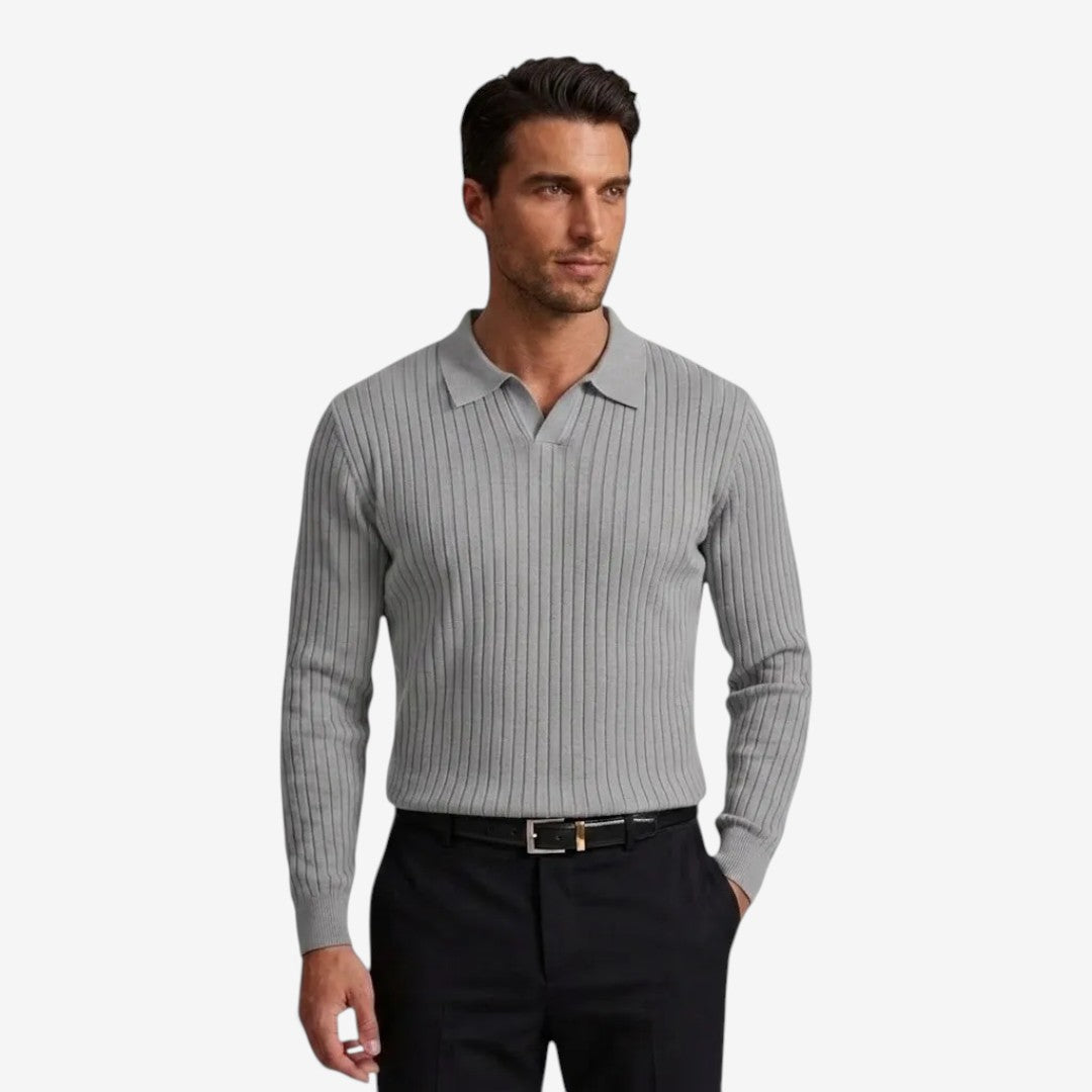 Jorvalore | Men's Long Sleeve Knit Polo Shirt for Casual Wear