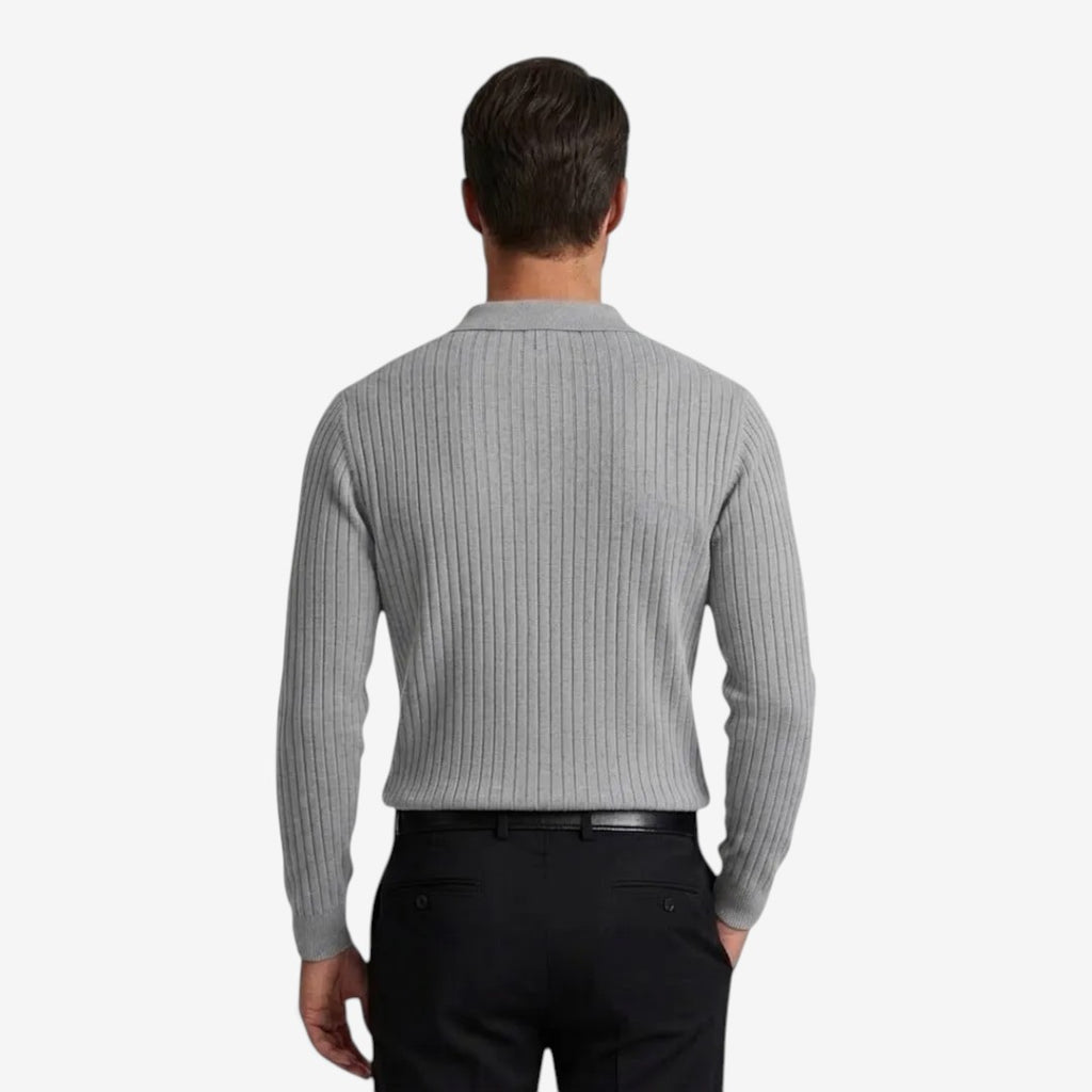 Jorvalore | Men's Long Sleeve Knit Polo Shirt for Casual Wear