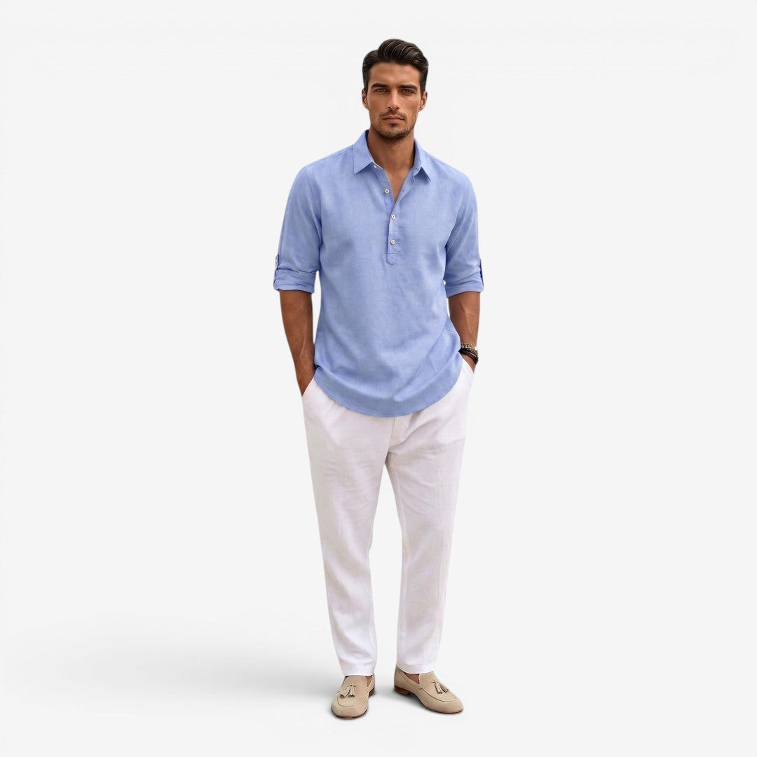 Jorvalore | Men’s Long Sleeve Summer Shirt Linen Blend Cool Comfortable