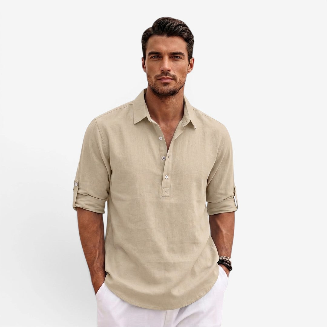 Jorvalore | Men’s Long Sleeve Summer Shirt Linen Blend Cool Comfortable