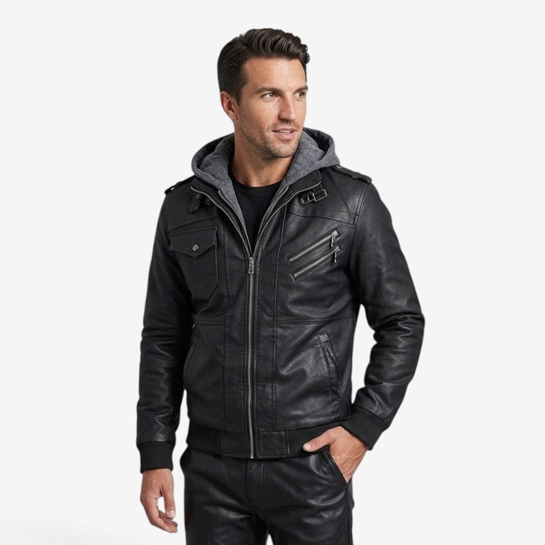 Jorvalore | Men's PU Leather Biker Jacket Classic Motorcycle Outerwear