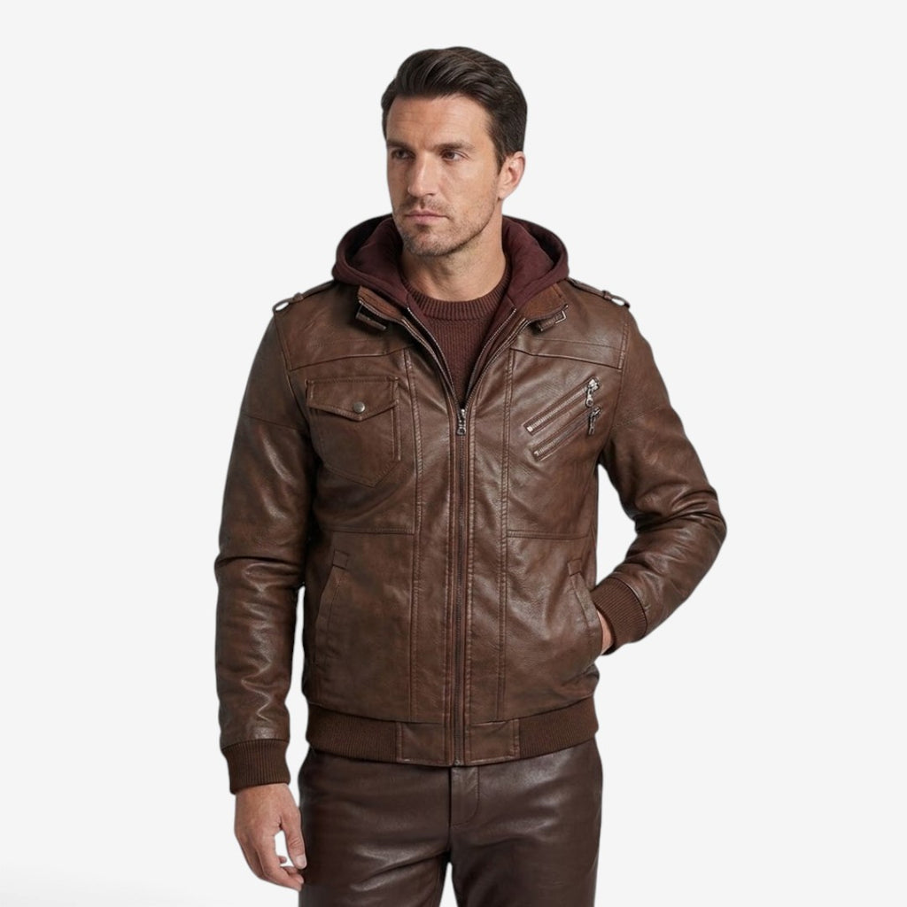 Jorvalore | Men's PU Leather Biker Jacket Classic Motorcycle Outerwear