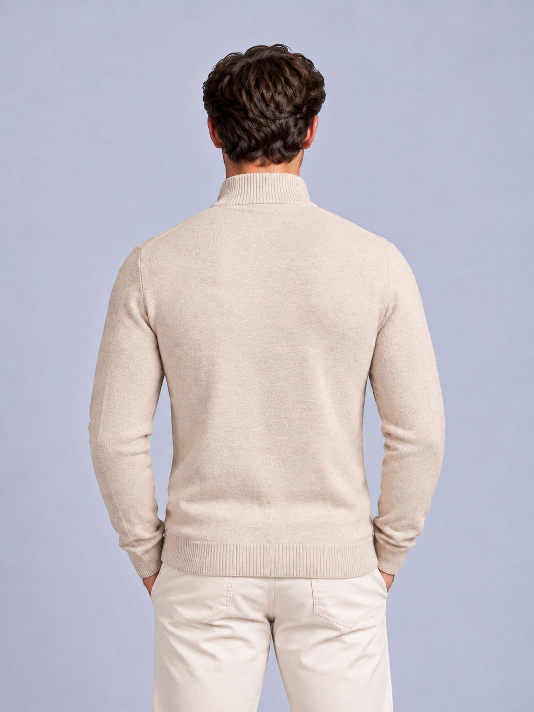 Jorvalore | Men’s Quarter-Zip Knit Jumper – Textured Long Sleeve Knitwear
