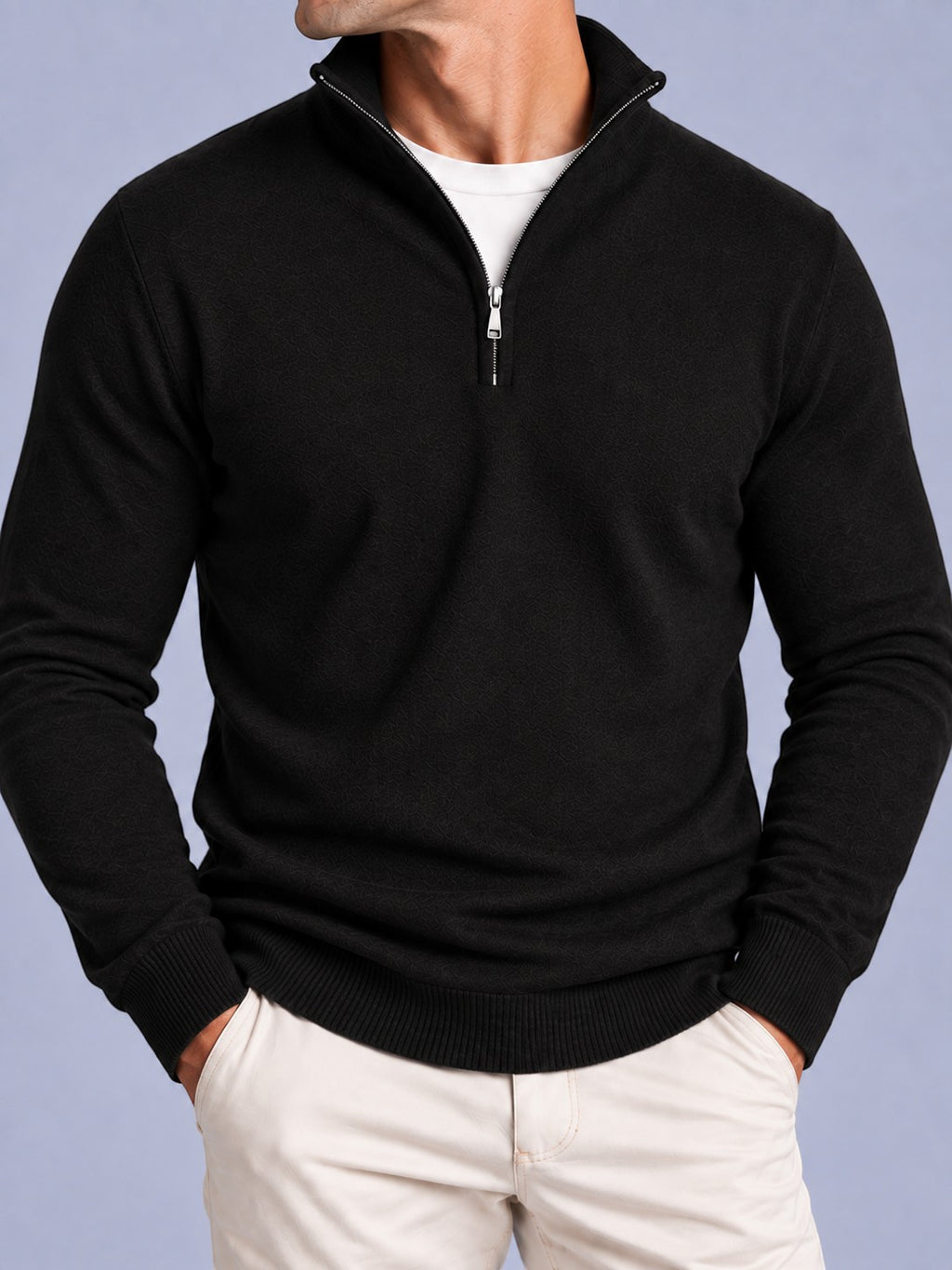 Jorvalore | Men’s Quarter-Zip Knit Jumper – Textured Long Sleeve Knitwear