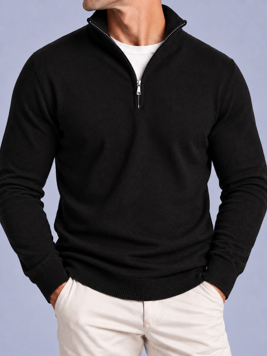 Jorvalore | Men’s Quarter-Zip Knit Jumper – Textured Long Sleeve Knitwear