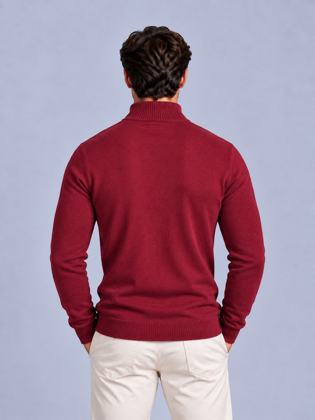 Jorvalore | Men’s Quarter-Zip Knit Jumper – Textured Long Sleeve Knitwear