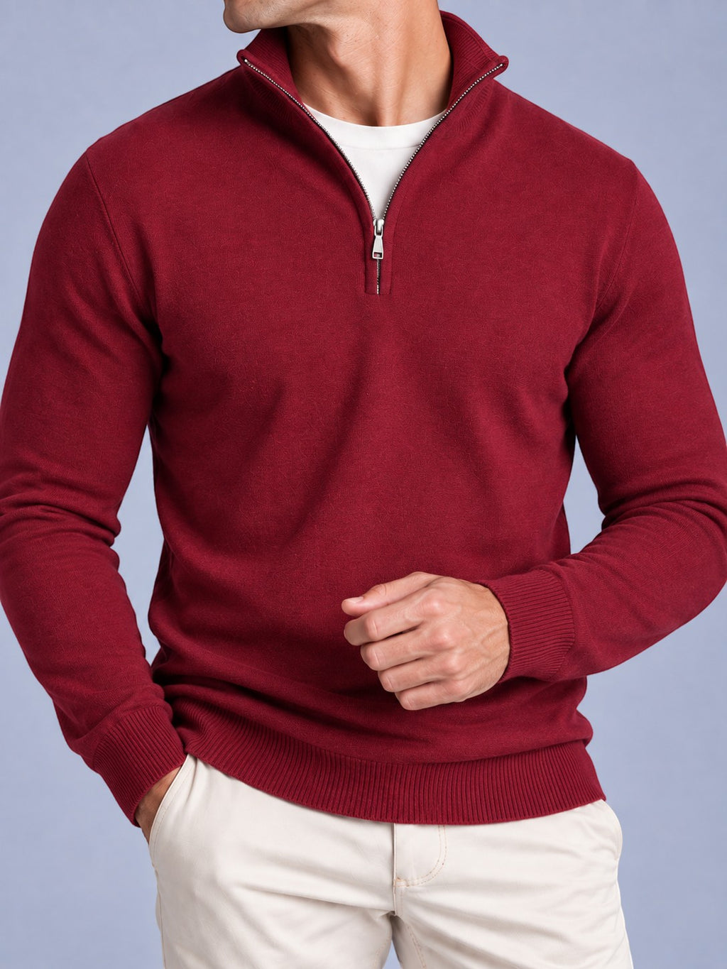 Jorvalore | Men’s Quarter-Zip Knit Jumper – Textured Long Sleeve Knitwear