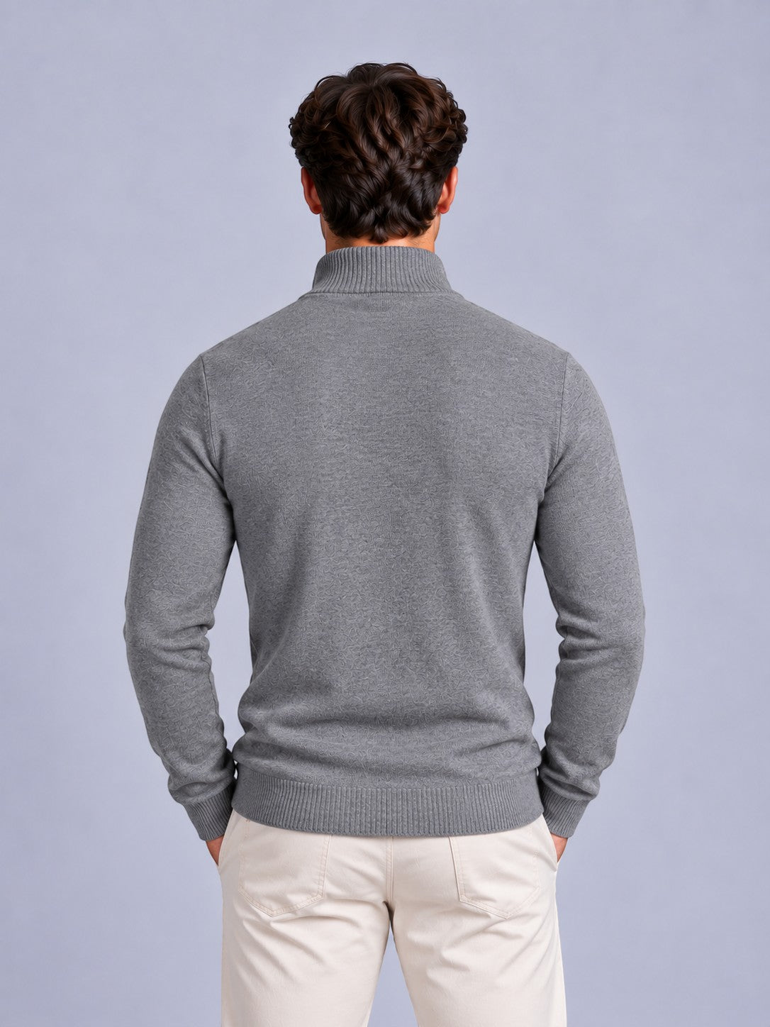 Jorvalore | Men’s Quarter-Zip Knit Jumper – Textured Long Sleeve Knitwear