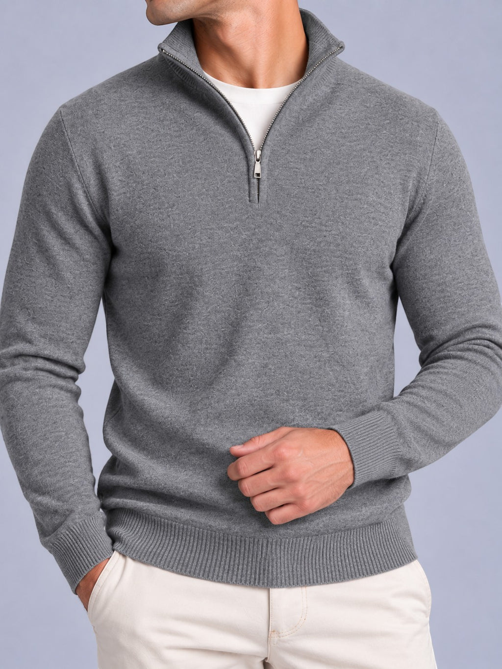 Jorvalore | Men’s Quarter-Zip Knit Jumper – Textured Long Sleeve Knitwear