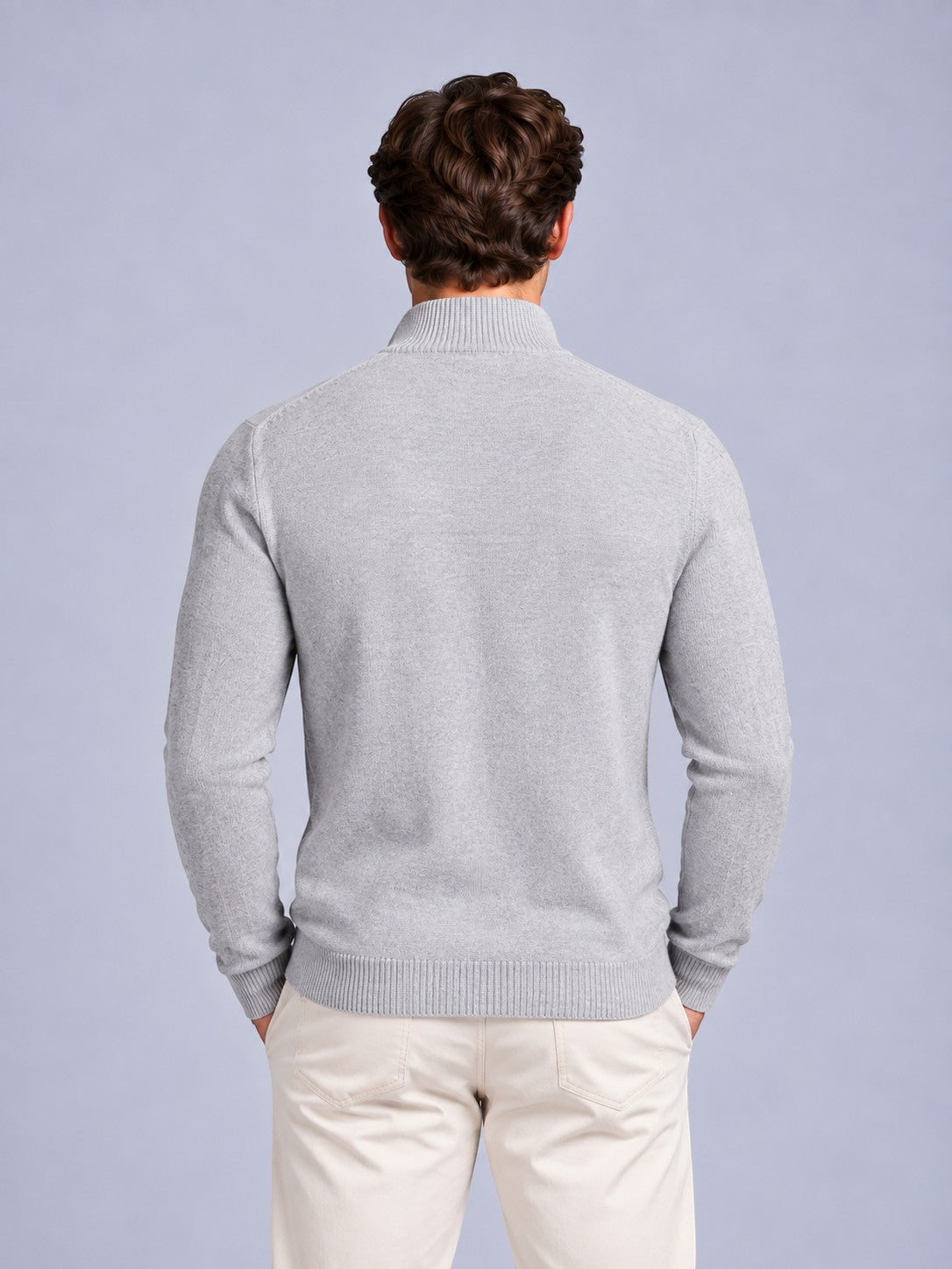 Jorvalore | Men’s Quarter-Zip Knit Jumper – Textured Long Sleeve Knitwear