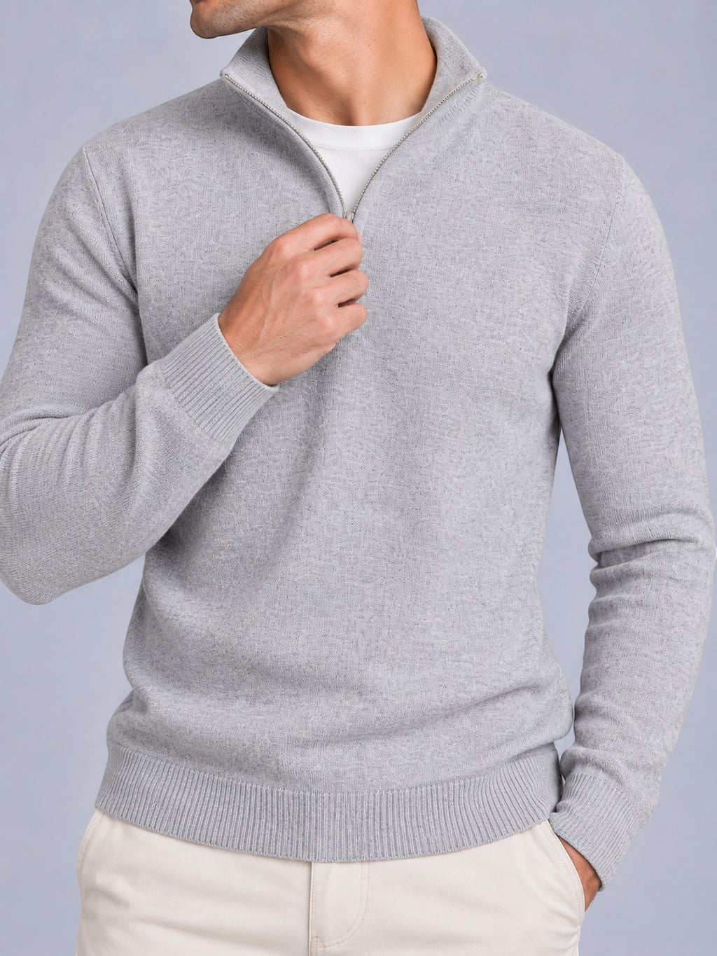 Jorvalore | Men’s Quarter-Zip Knit Jumper – Textured Long Sleeve Knitwear