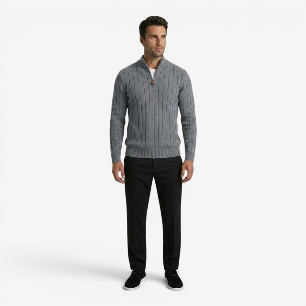 Jorvalore | Men's Quarter Zip Knit Jumper Classic Smart Casual Warm Layer