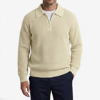 Jorvalore | Men's Quarter Zip Knit Jumper Soft Warm Polo Collar