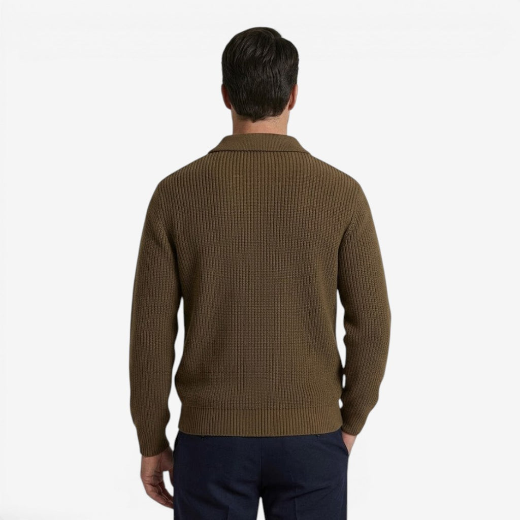 Jorvalore | Men's Quarter Zip Knit Jumper Soft Warm Polo Collar