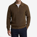 Jorvalore | Men's Quarter Zip Knit Jumper Soft Warm Polo Collar