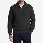 Jorvalore | Men's Quarter Zip Knit Jumper Soft Warm Polo Collar