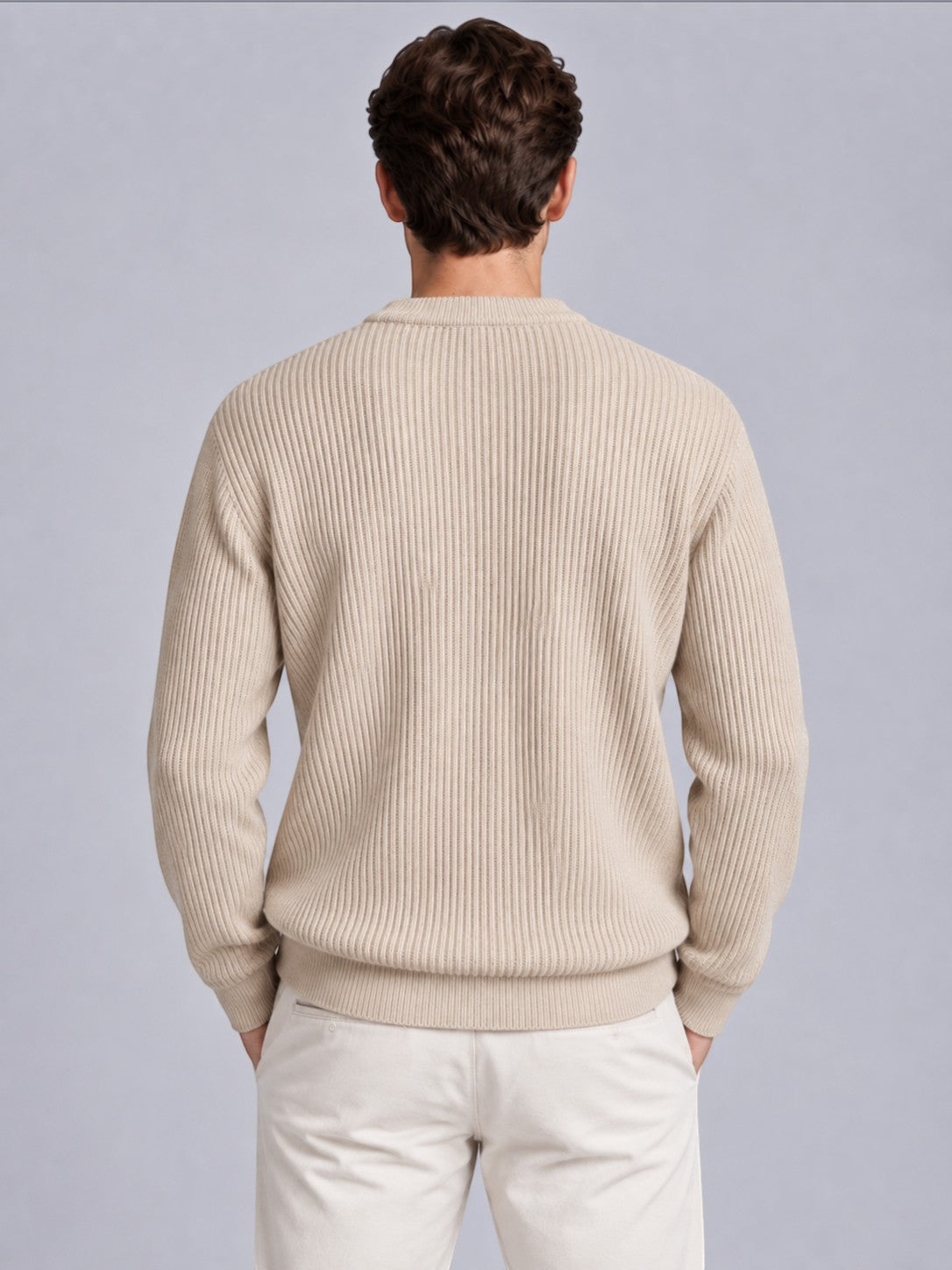 Jorvalore | Men’s Ribbed Crew-Neck Knit Jumper – Long Sleeve Knitwear