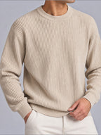 Jorvalore | Men’s Ribbed Crew-Neck Knit Jumper – Long Sleeve Knitwear