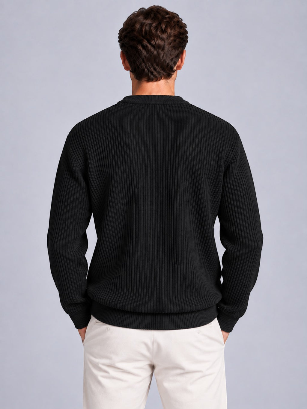Jorvalore | Men’s Ribbed Crew-Neck Knit Jumper – Long Sleeve Knitwear